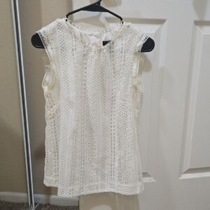J. Crew Ivory Lace Sleeveless Blouse